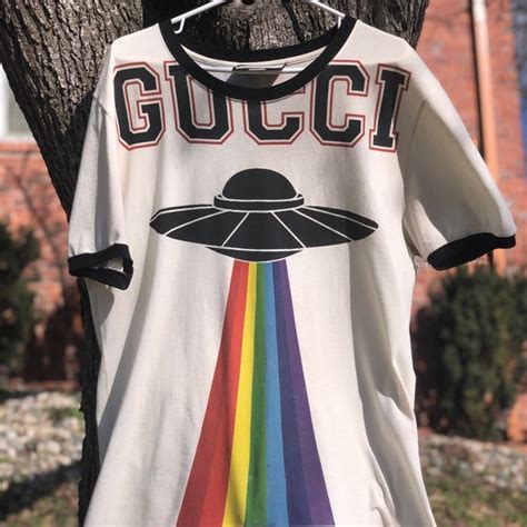 guccy pink t shirt|Gucci pink ufo t shirt.